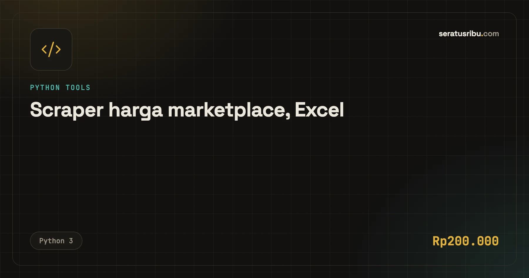 Scraper harga marketplace, Excel